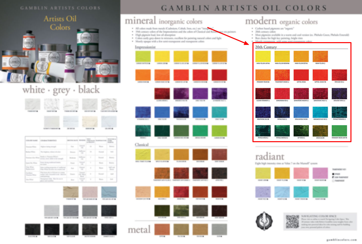 Gamblin Color Chart Modern Colors