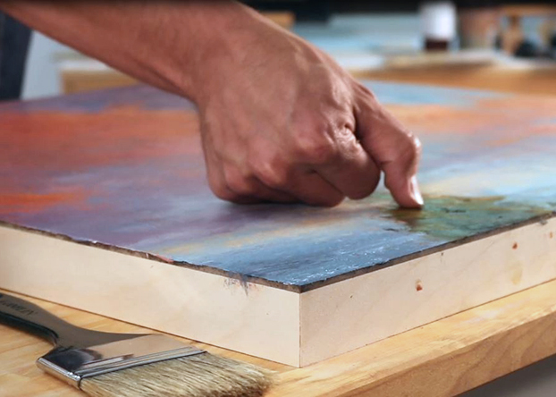 Gently press thumbnail into oil painting to check if your painting is dry and ready to varnish