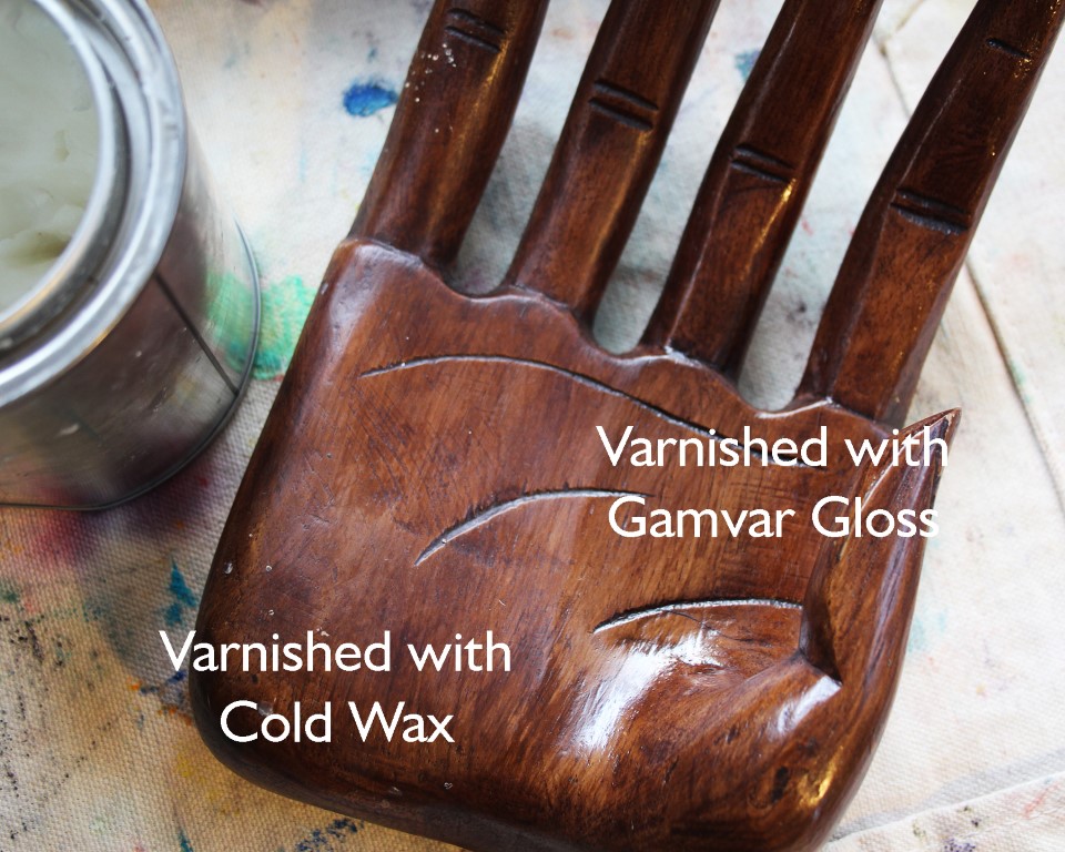 cold wax varnish wood sculpture 3D